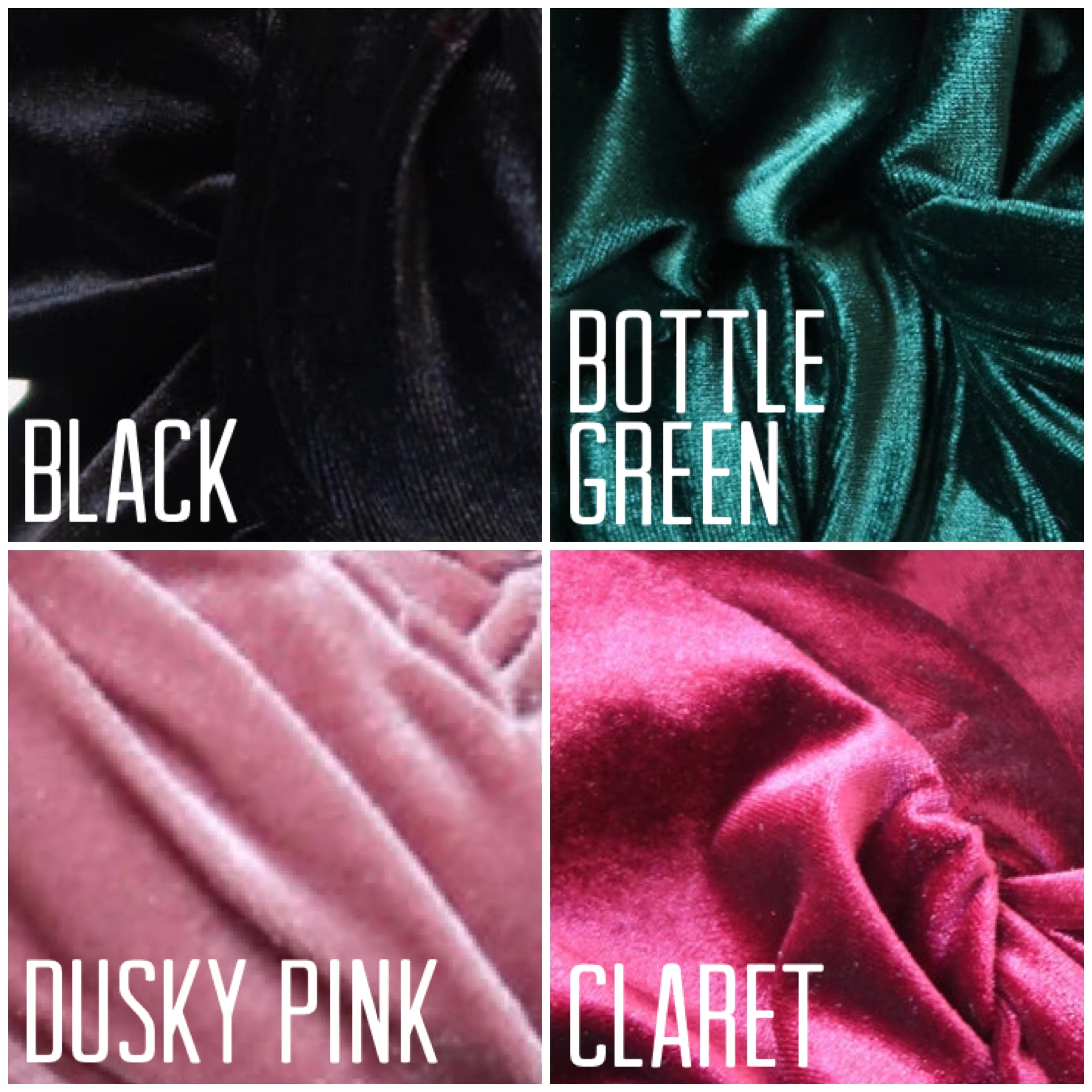 Made To Order: VELVET BOW KNOT 1940s Pre-tied Stretchy Headband in Black, Claret, Bottle Green & Dusky Pink