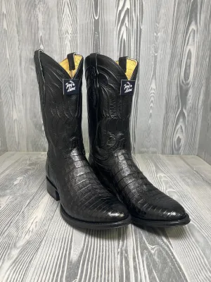 Men's Tony Lama Tremaine Black Caiman Belly with 12" Black Goat Top - DR5261