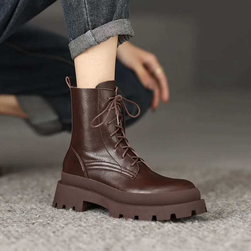Mercy Womens Brown Combat Boots