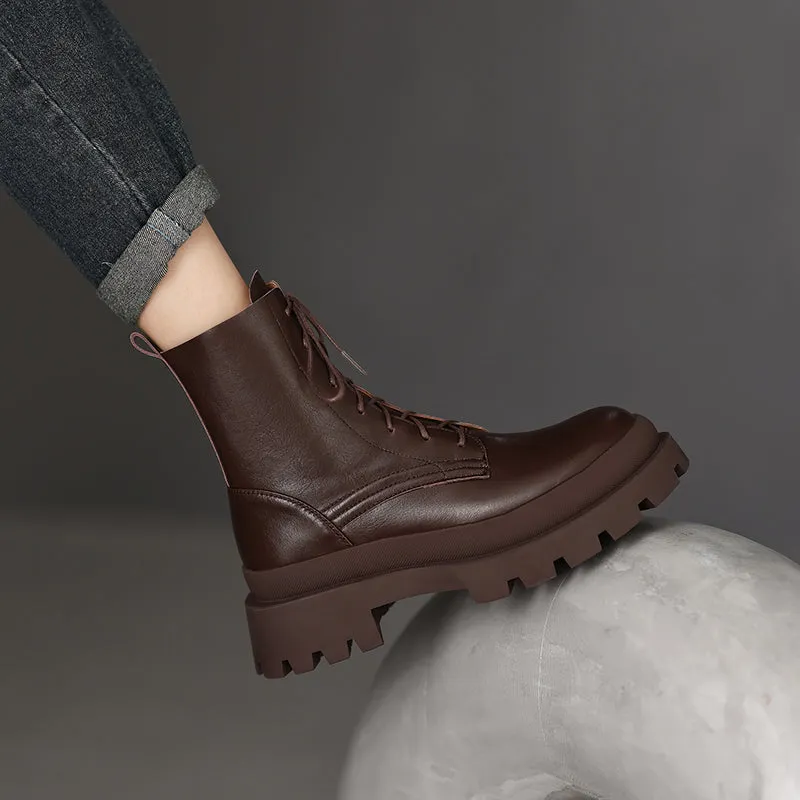 Mercy Womens Brown Combat Boots