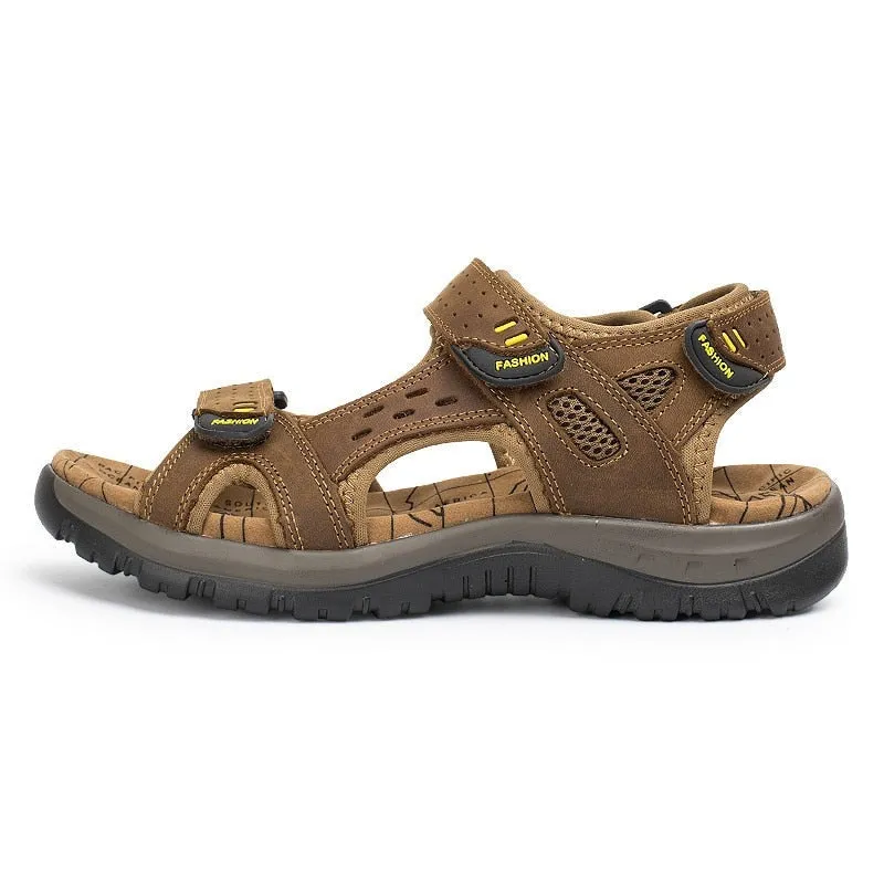 New Fashion Summer Leisure Men Shoes Beach Sandals High Quality Genuine Leather Sandals Soft Large Size Men's Sandals Size 38-48