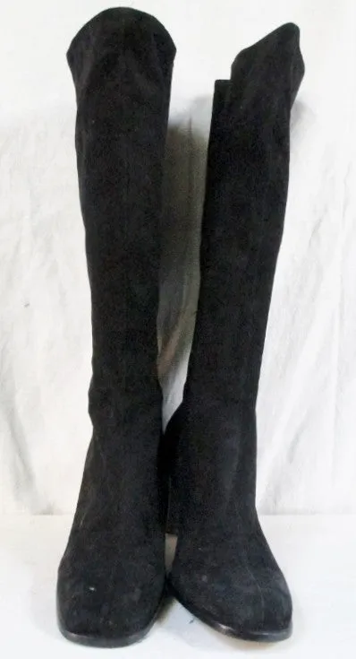 NINE WEST Knee High Suede LEATHER RIDING BOOTS Shoes Industrial BLACK 10