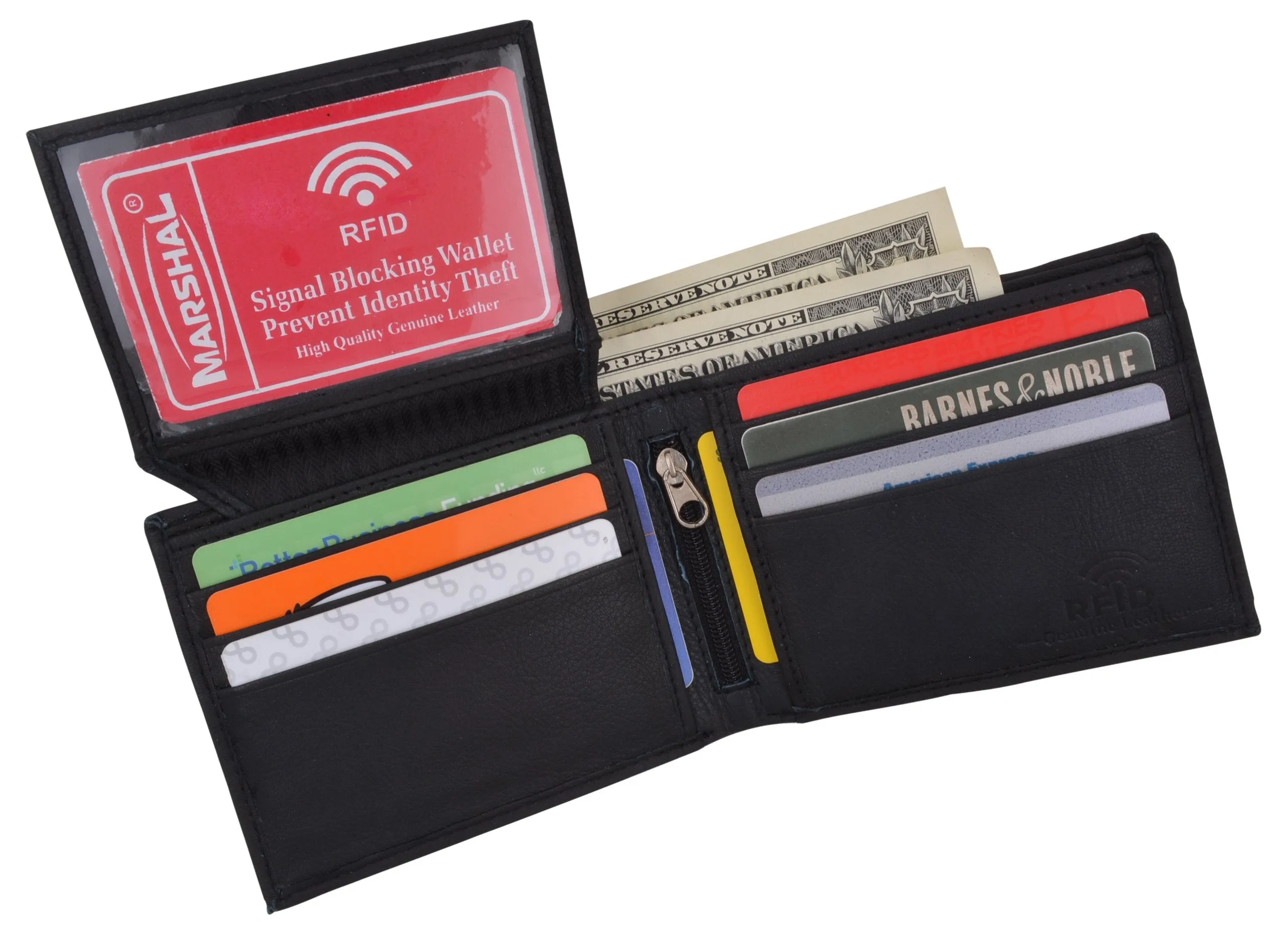 RFID Blocking Men's Leather ID Window Flap-Up Bifold Wallet / RFID533GT