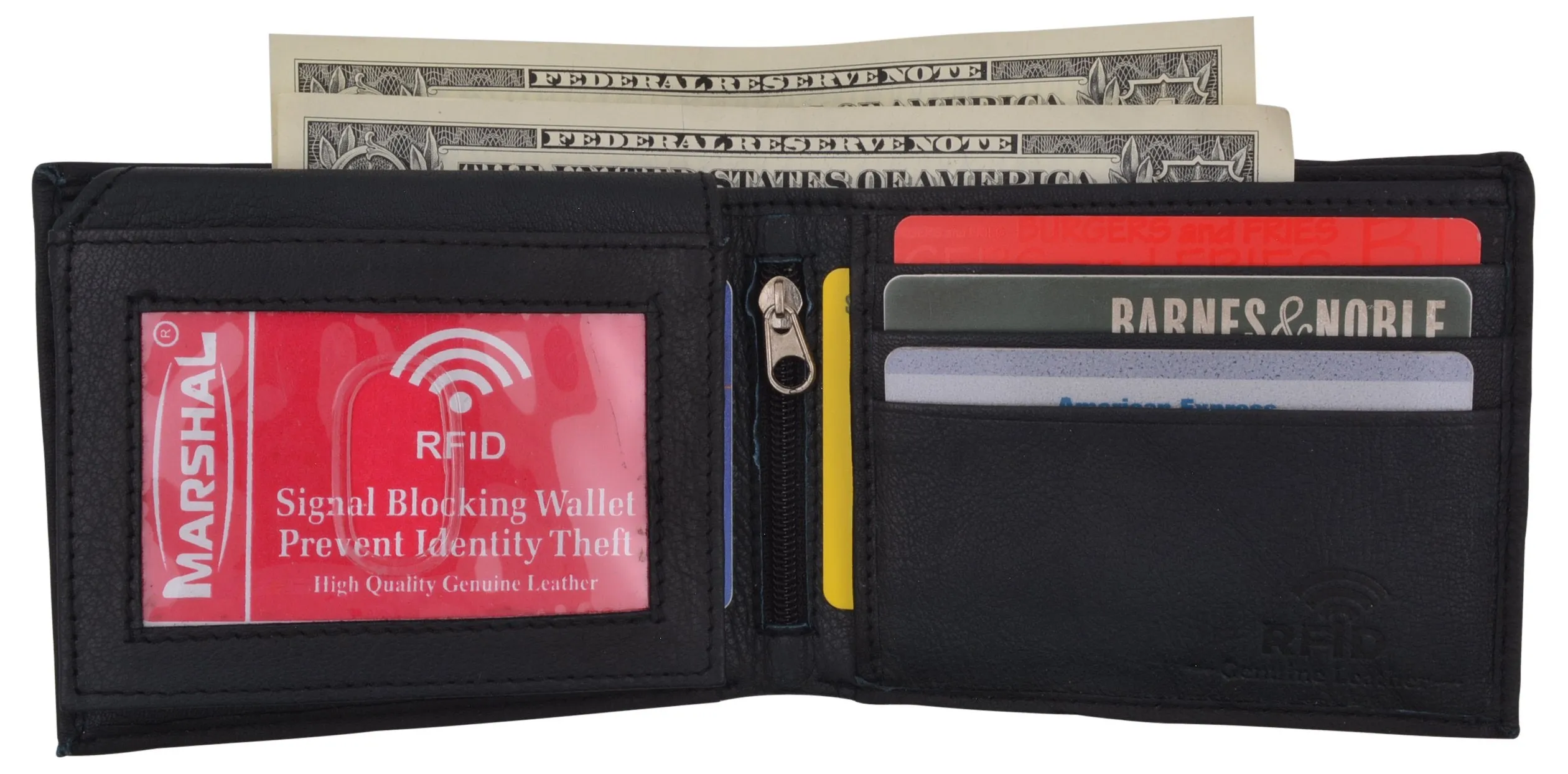 RFID Blocking Men's Leather ID Window Flap-Up Bifold Wallet / RFID533GT