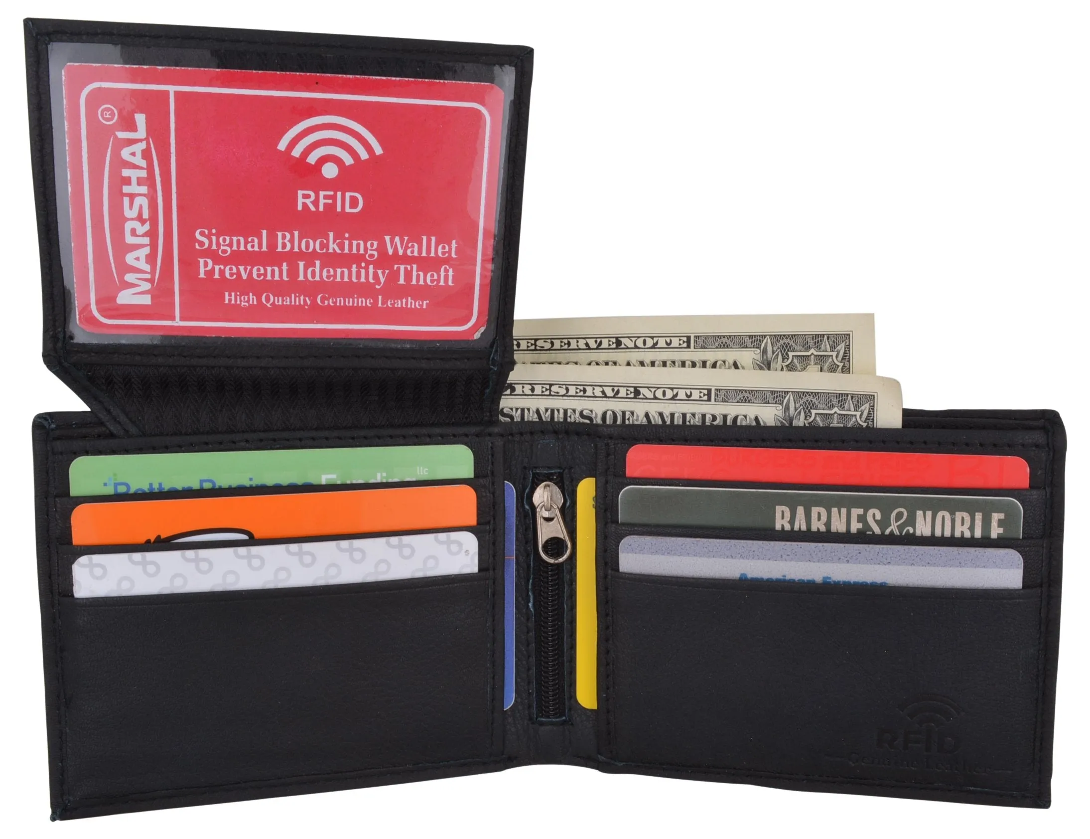 RFID Blocking Men's Leather ID Window Flap-Up Bifold Wallet / RFID533GT