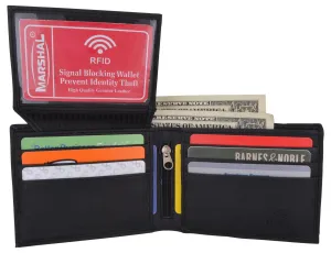 RFID Blocking Men's Leather ID Window Flap-Up Bifold Wallet / RFID533GT