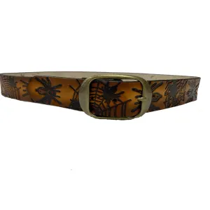 Spiderweb Embossed Leather Belt