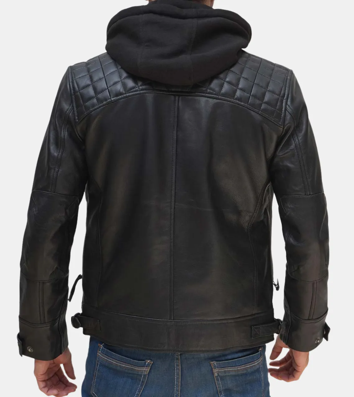 Verben Men's Black Hooded Leather Jacket