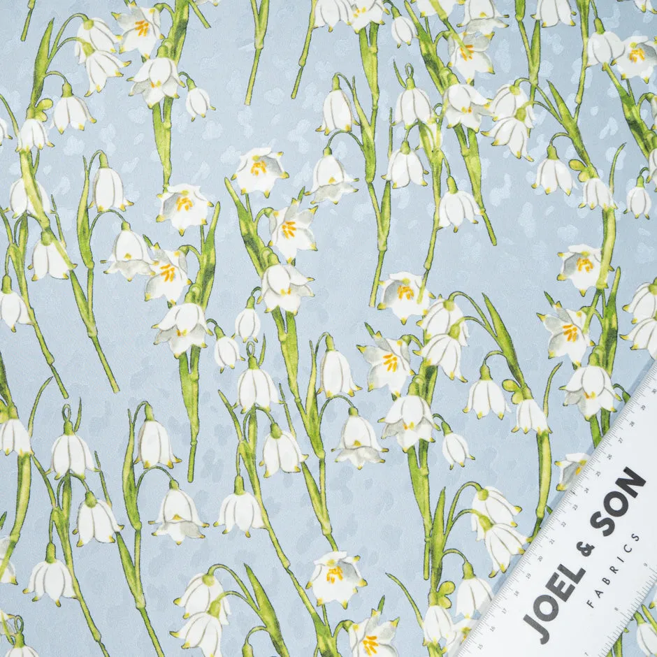 White Snow Drop Printed Baby Blue Silk Jacquard