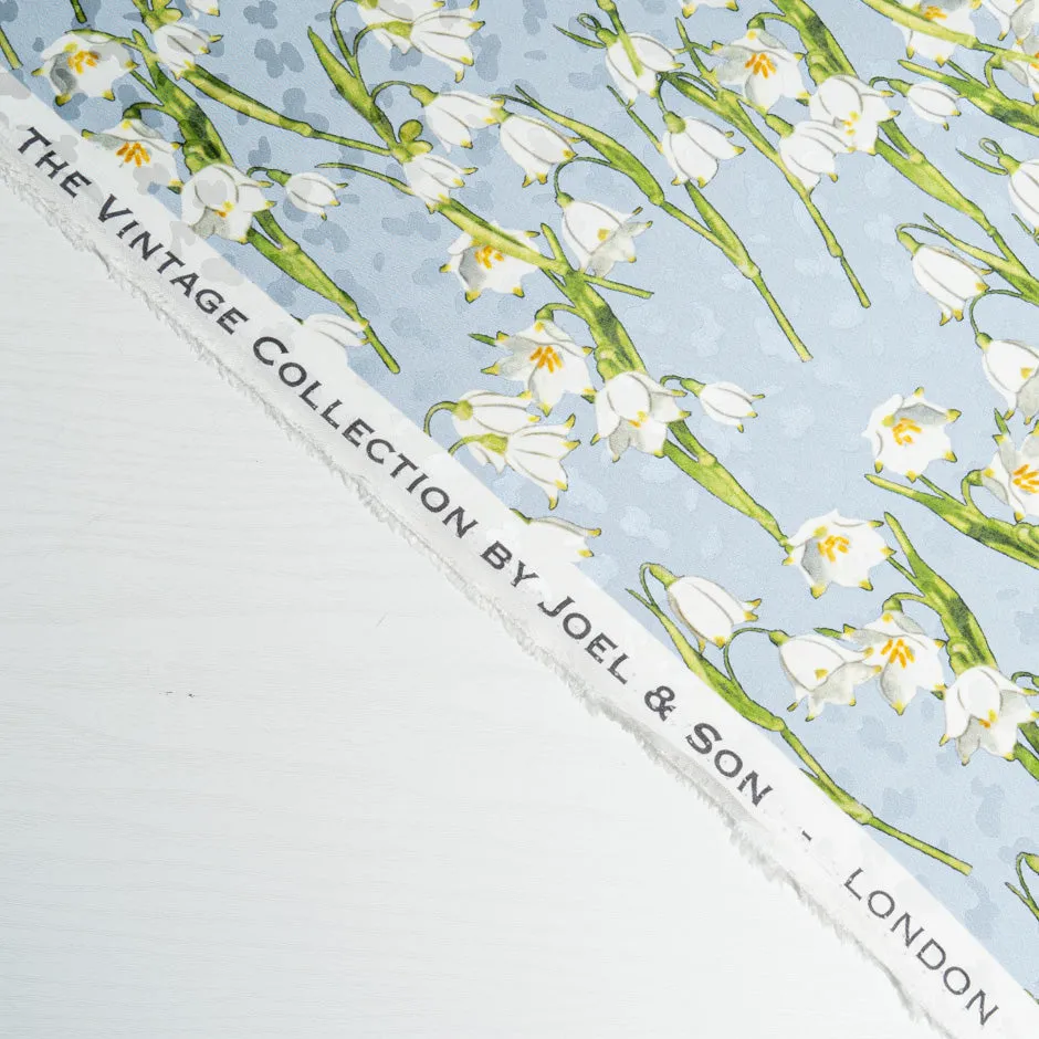 White Snow Drop Printed Baby Blue Silk Jacquard