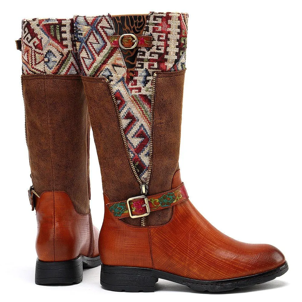 Women's Handmade Leather Mid-Calf Boots "Alpha Style"
