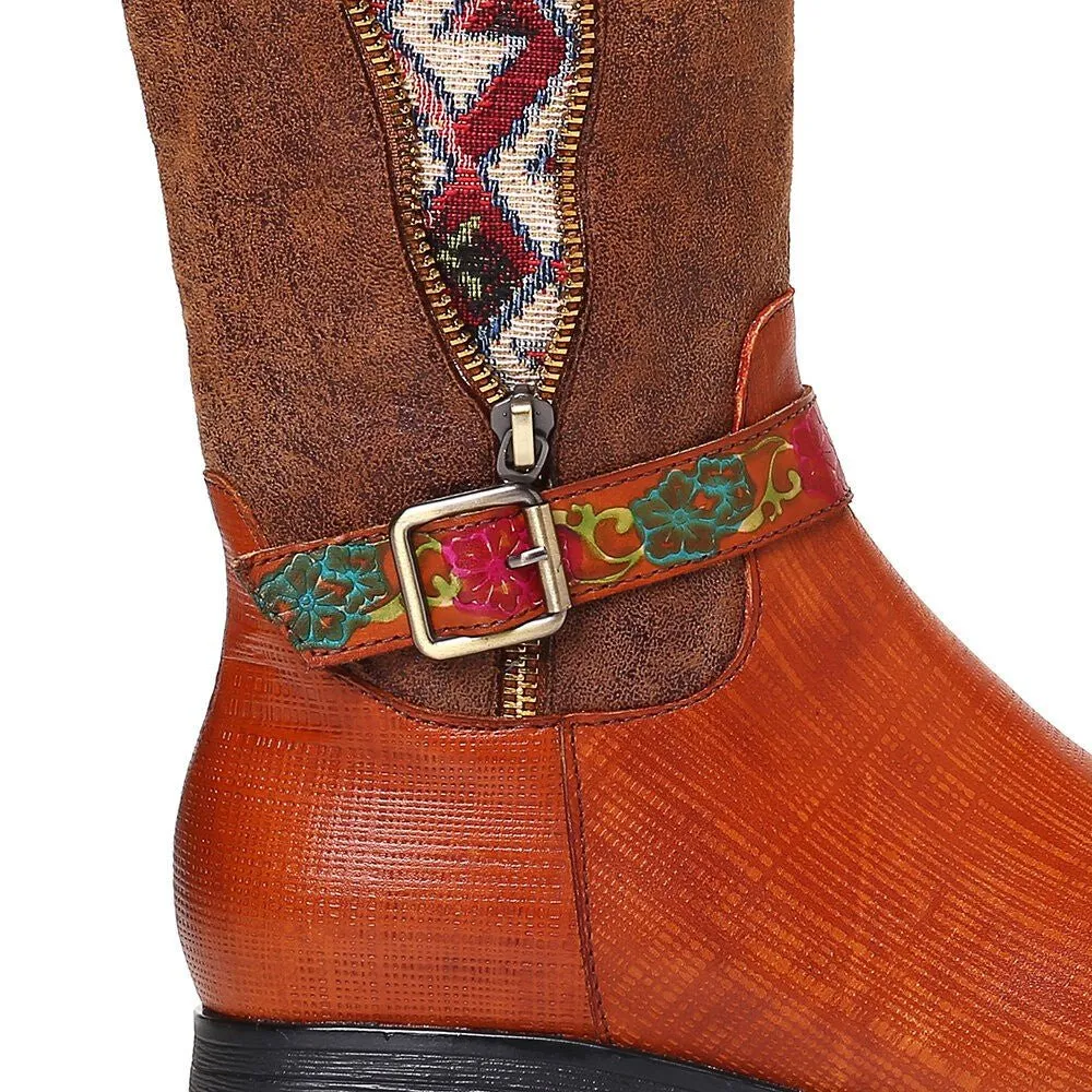 Women's Handmade Leather Mid-Calf Boots "Alpha Style"