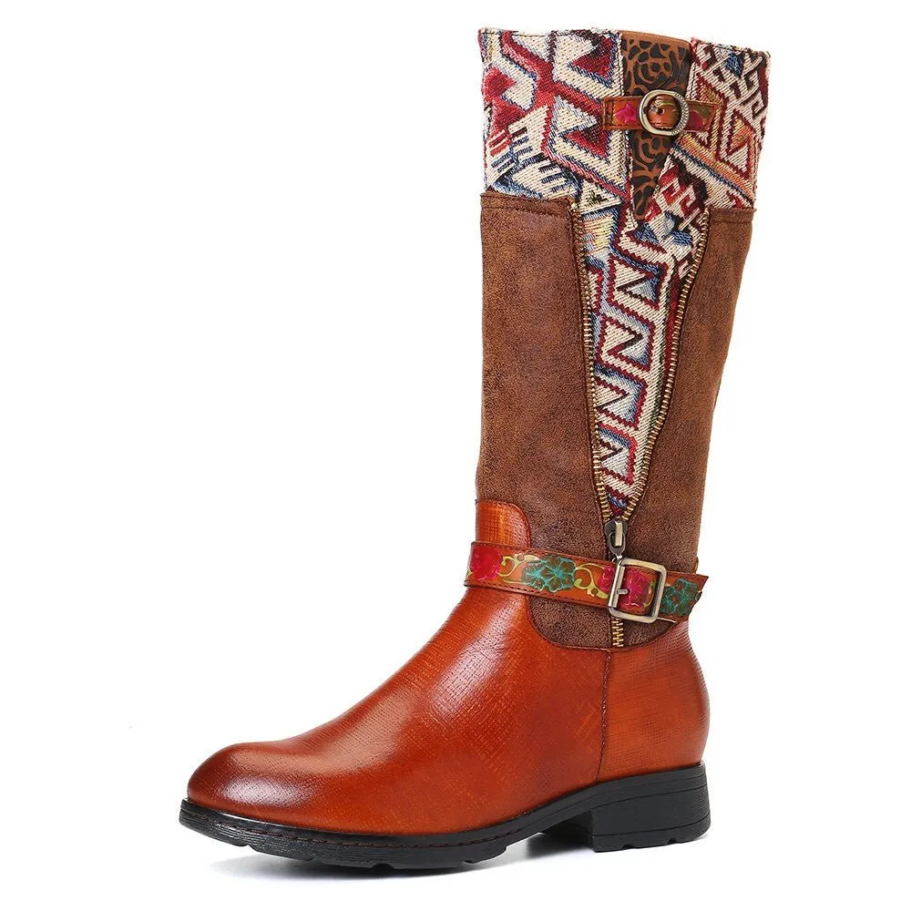 Women's Handmade Leather Mid-Calf Boots "Alpha Style"