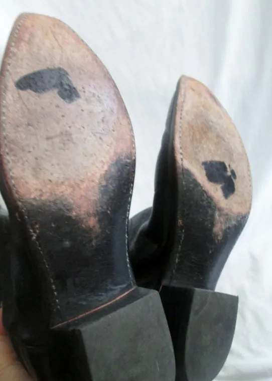Womens LUCCHESE 1883 Western Cowboy 75407 Leather BOOTS BLACK 8 Rocker Riding