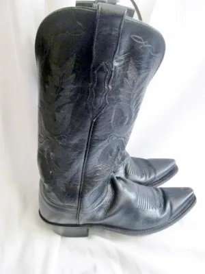 Womens LUCCHESE 1883 Western Cowboy 75407 Leather BOOTS BLACK 8 Rocker Riding